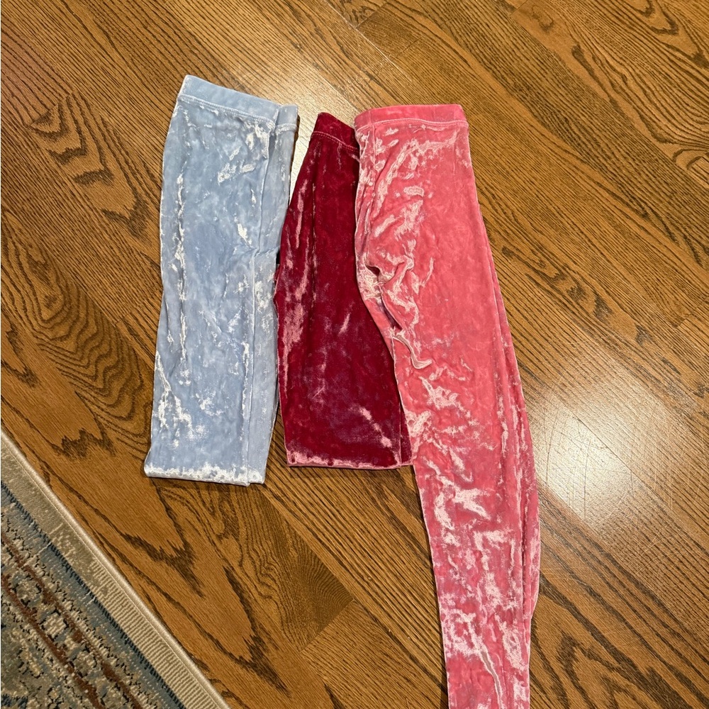 Crewcuts Velvet Kids Leggings - Light Blue, Burgundy, Coral
